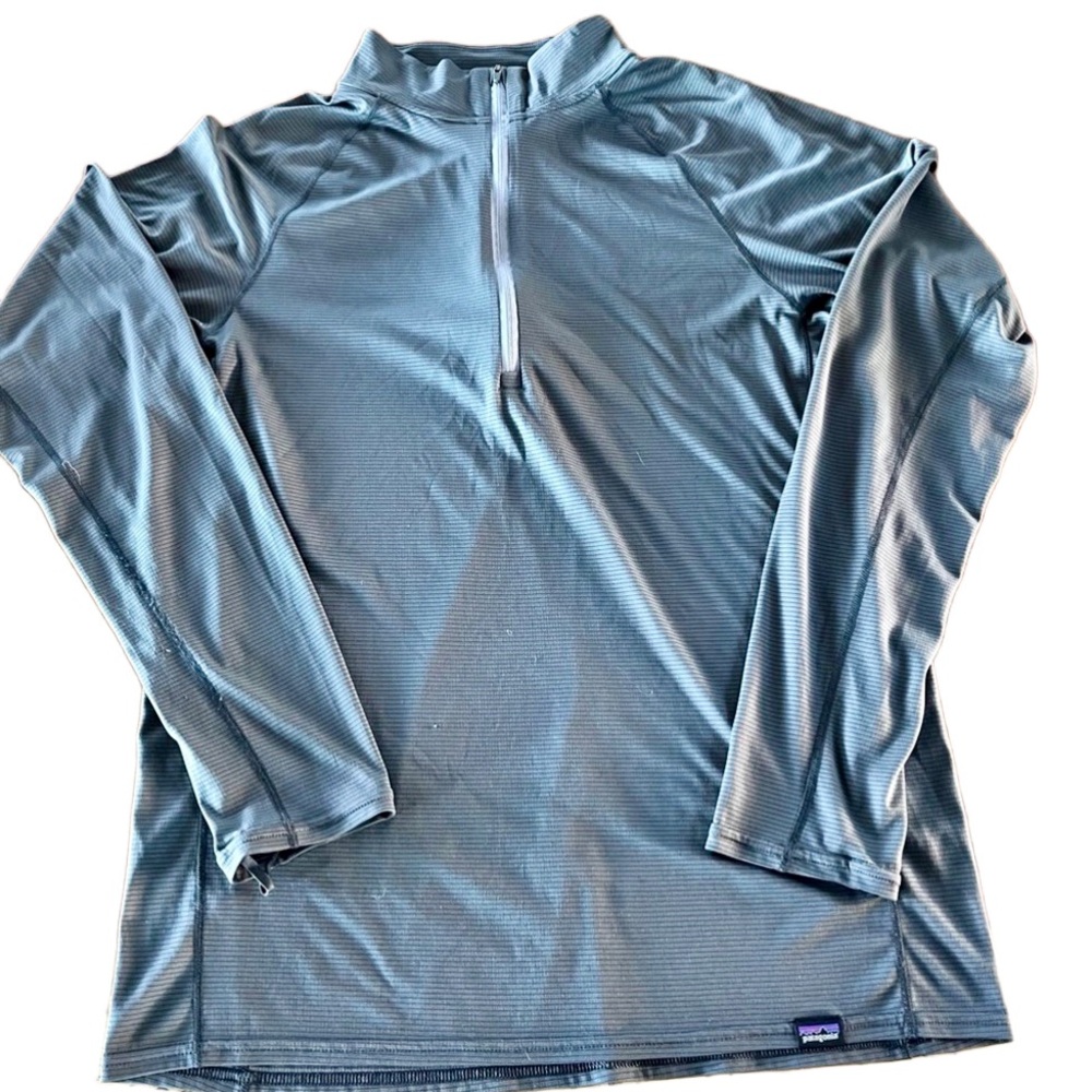 Patagonia Capaline Baselayer Shirt 1/4 Zip Gray M Breathable Layering Hiking